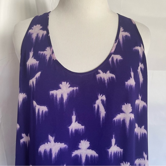 Rebecca Taylor Racerback Drop Waist Dress Purple w/ white Size 8 Flowy Fairy - Picture 4 of 10